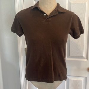Vintage wash brown polo top girls